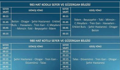 Kayseri’de 24 saat toplu taşıma başlıyor