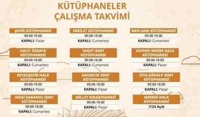 Büyükşehir kütüphanelerinde çalışma takvimi güncellemesi yapıldı