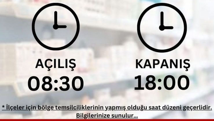 Kış saati uygulamasıyla eczaneler 08:30-18:00 saatleri arasında açık olacak