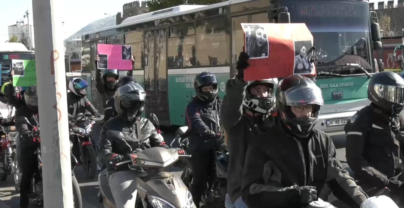 Motosikletliler kadın ve çocuk şiddetine için şehri turladı